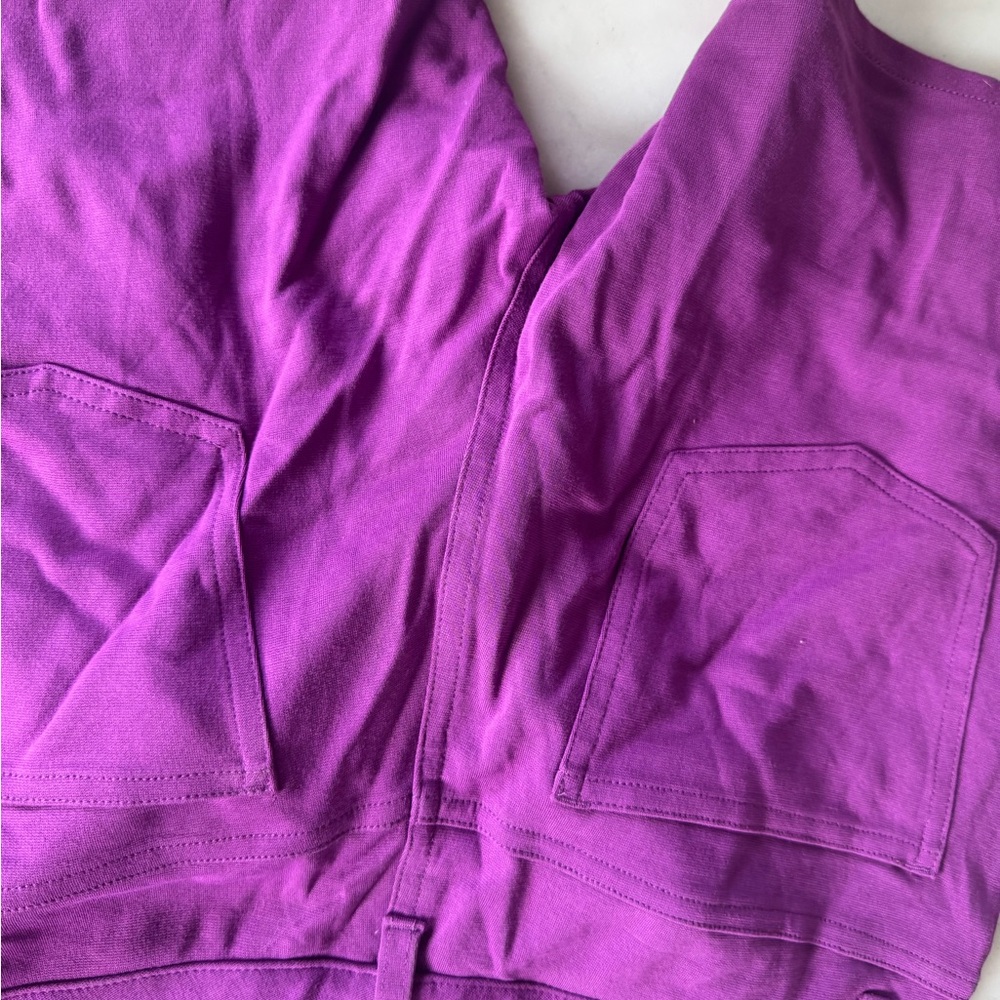 Purple Flat Front Shorts with Striking Color - Picture 3 of 3